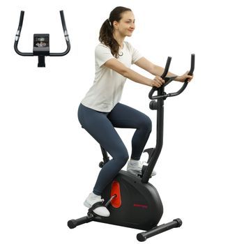 Bicicleta Estática Rolipo Con Resistencia Magnética Ajustable, Pantalla Lcd, Asiento Regulable Y Sensor De Pulso 88x50,5x131,5 Cm Negra