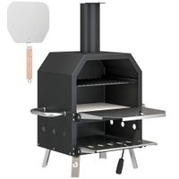 outsunny horno para pizza exterior horno de pizza alimentado con lena acero inoxidable 2 niveles con piedra para pizza 1cm patas plegables   aosom espana