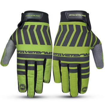 Stay Strong Chev Stripe Youth Gloves - Green Youth X Large