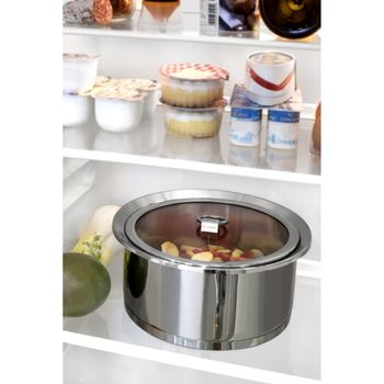 Tapa de cristal endurecido 24 cm con asa abatible  acero