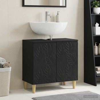 Vidaxl Mueble De Lavabo Para Baño Delft Negro 59,5 X 31,5 X 59 Cm