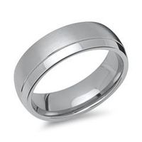 anillo de acero inoxidable parcialmente mate de 7 mm de ancho
