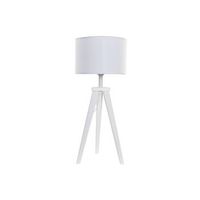 lampara sobremesa madera poliester 30x30x72 blanco