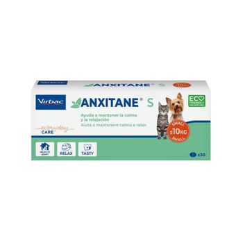Virbac - anxitane s (30 tablets) - natural complementary food to help calm your cat and small breed dog (more than 10 kg)