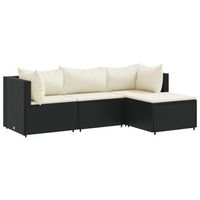 juego de jardin con cojines 4 uds ratan sintetico negro cfw379378