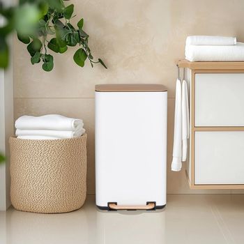 Cubo de basura de  de 30 litros crema/nuez