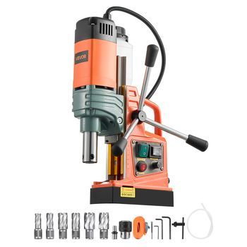 Vevor Taladro Magnético 1450 W, Ø50 Mm, Fuerza 13000 N, Portátil Con 6 Brocas Y Velocidades Ajustables