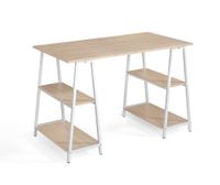 mesa de escritorio melamina roble patas blancas 76x120x60 cm