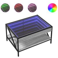 mesa de cafe  mesa de centro con infinity led gris sonoma 70x50x38 cm