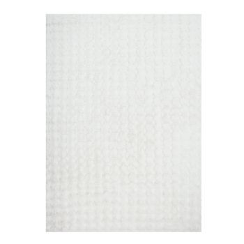 Alfombra De Interior Bubble Blanca Efecto Pelo Sintético, Blanco