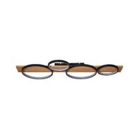 lampara de techo moderna con led integrados metal acabado imitacion madera forma de anillos negro spean