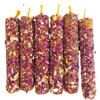 velas artesanales de cera de abeja natural con petalos de rosa hechas a mano 6 unidades - ya-decoregalos