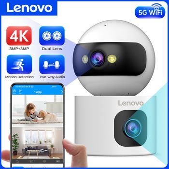 Lenovo-cámara de vigilancia inalámbrica para el hogar, Monitor de seguridad para bebés, 4K, IP, 5G, WiFi, lente Dual, seguimiento automático, CCTV