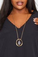 collar largo dorado colgante oval con piedra
