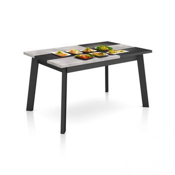 Mesa De Comedor Fija Y Robusta 141x90 Cm Naira Negro Cemento Negro 141 X 74 X 90 Cm