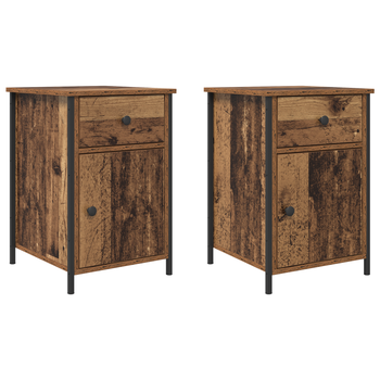 Pack 2 Uds Mesitas De Noche | Mesilla De Noche | Cabinete De Noche Madera Vieja 40x42x60 Cm Madera Técnica Cfw71854