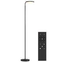 homcom lampara de pie led con mando magnetico ajustable giratoria metal negro   aosom espana