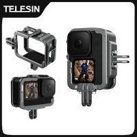 telesin-funda con marco de aleacion de aluminio para gopro 12 11 10 9 carcasa protectora de zapato doble para gopro hero 12 10 11 9 accesorios