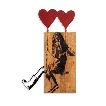 Decoración Pared De Madera Banksy-18 Nogal Negro 50x80 Cm