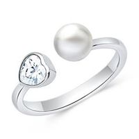anillo de plata 925 abierto con perla y circonita