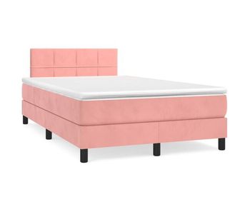 Cama box spring con colchón terciopelo rosa 120x200 cm bloques con cuadros