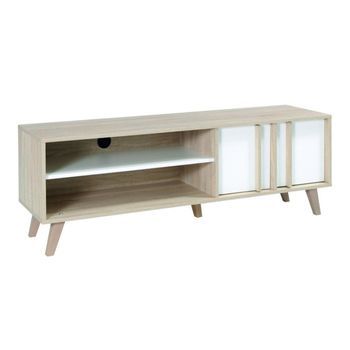Mueble Para Tv Malmo 150 Cm Color Roble Claro Y Blanco
