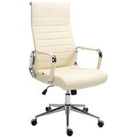 silla de oficina kolumbus de cuero autentico crema 66x58x105 cm clp