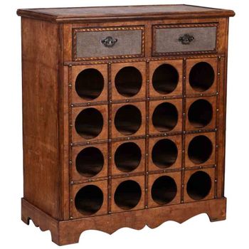 Baúl botellero de madera 63x31x69.5h cm - marrón