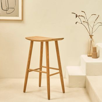 Taburete de teca maciza de 75 cm