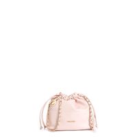 minibolso con cierre de cordon y bandolera de cadena con elegantes hilos powder