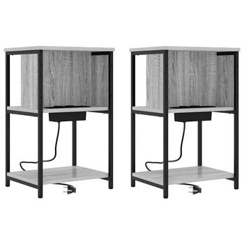 Pack 2 Uds Mesita De Noche | Armario De Noche | Mesa De Noche Gris Sonoma 38 X 31 X 61 Cm