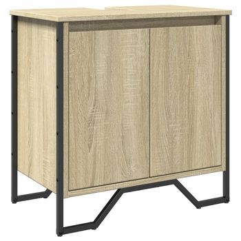 Armario Lavabo Baño | Mueble De Baño Madera Ingeniería Roble Sonoma 60x35x60 Cm