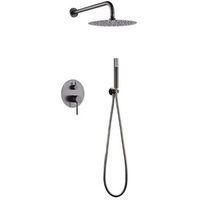 conjunto de ducha monomando empotrado black gun metal serie monza