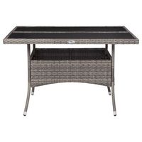 mesa de comedor  mesa de cena de jardin ratan sintetico y vidrio gris
