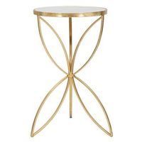 mesa redonda de metal dorado con espejo o cm 35x60
