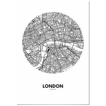 Panorama Cartón Pluma Mapa Circulo De Londres 70 X 100 Cm | Impreso En Cartón Pluma De Alta Calidad | Cuadros Decoración Salón | Cuadros Para