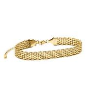 pulsera de malla de acero inoxidable chapado en oro para mujer