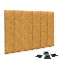 dhome juego de 6 paneles tapizados de lana ecologica pack autoadhesivos para pared acusticos absorbentes proteccion mostaza 60x20cm x6