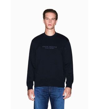 A|X Armani Exchange para hombre. XM001284AF20934UB101 Sudadera Crewneck marino (S), Negro, Casual, Algodón, Manga larga