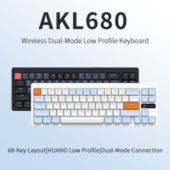 Teclado Mecánico Inalámbrico Ajazz AKL680, Switches Cortos, Diseño 65%, Modo Dual, Ultra Delgado, para Oficina