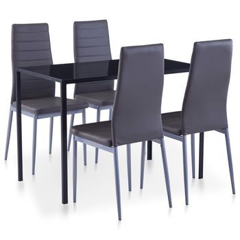 Conjunto De Mesa Y Sillas De Comedor 5 Piezas Gris Vidaxl
