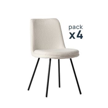 Pack 4 Sillas Tapizadas Bouclé Beige Con Pata Negra Klast Home 46 X 83 Cm - Beige