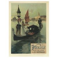 legendarte - cartel artistico vintage de paris a venise - cuadro lienzo impresion digital cm 50x70