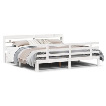Estructura De Cama Con Cabecero Sin Colchón Blanco 180x200 Cm Vidaxl