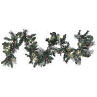 guirnalda led verde blanco 180 cm material sintetico navidad pinas bayas wapta