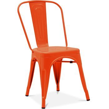 Silla De Comedor - Diseño Industrial - Acero - Mate - Nueva Edición -stylix  Naranja