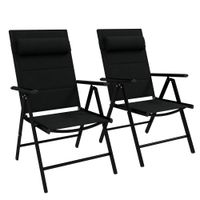 outsunny 2 sillas de camping plegables con reposacabezas reposabrazos y marco de aluminio carga 130 kg 54x67x108 cm negro   aosom espana