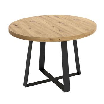 Mesa De Comedor Duna Redonda Extensible Nordic/negro Ø110-158x77 Cm