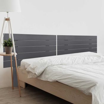Dhome Cabecero De Madera Reciclada Dm Para Camas De 160 Estilo Palet Horizontal Con Patas Dual Dividido En 2 Piezas Cama Palet Herrajes Incluidos (160cm Dual, Gris Sólido)