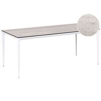 mesa de comedor de jardin con tablero de hpl y estructura de aluminio resistente a los rayos uv agua oxido blancogris claro sovareto